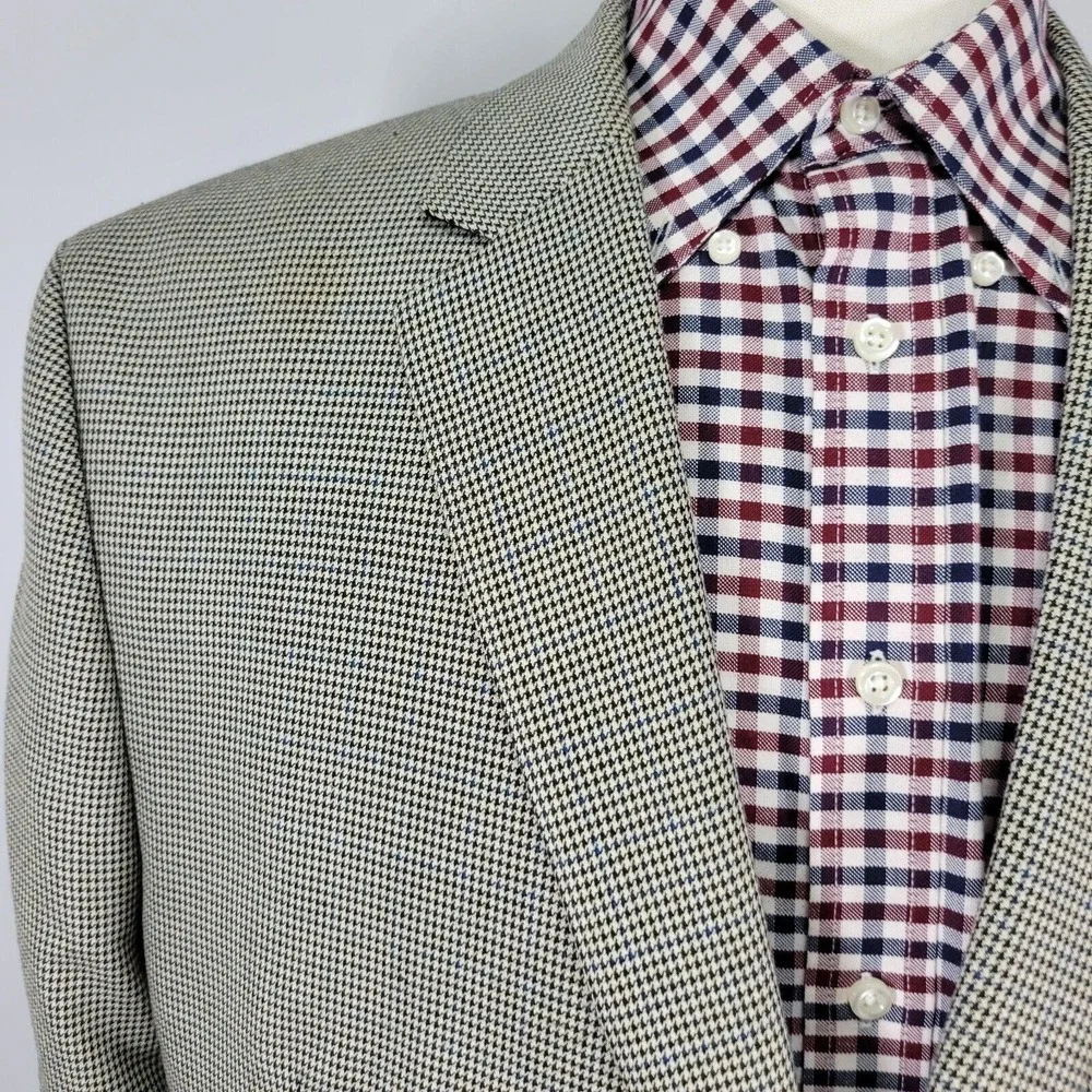 Michael Kors Men's Sport Coat Blazer Two Button Houndstooth Poly Blend‎ 48S